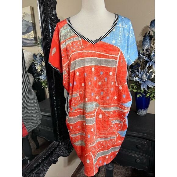 VOLT Design Short Sleeve Abstract Fish Knit Dress Size 3Tall - Picture 1 of 3